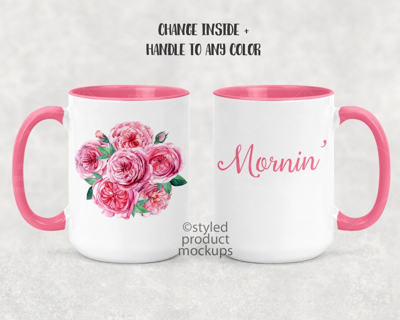 Dye sublimation 15 oz coffee mug with color inside and on Etsy