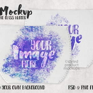 Dye sublimation wine glass hugger Mockup | Add your own image and background