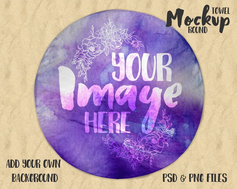 Download Round Beach Towel Mockup Template Add Your Own Background Etsy