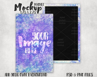 Rectangle shaped 1.75 x 2.75 inch vertical magnet Mockup | Add your own image and background