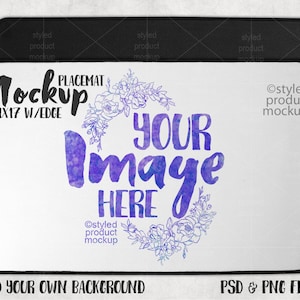 Dye sublimation placemat with black border mockup | Add your own image and background