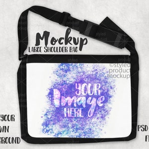 Dye Sublimation große Umhängetasche Mockup | Fügen Sie Ihr eigenes Bild und Hintergrund hinzu