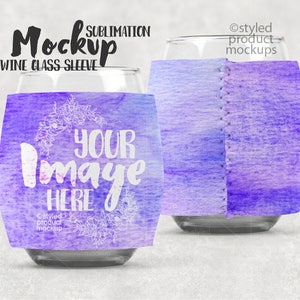 Dye Sublimation wine glass sleeve mockup template | Add your own image and background