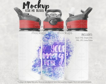 Travel Water Bottle Mockup | 22oz Sublimation Tumbler (Digital Download)