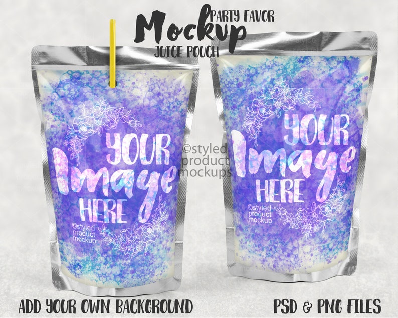 Download Juice pouch label sticker mockup Add your own image and | Etsy
