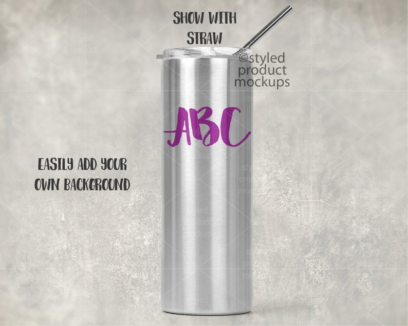 Download 20 oz Stainless Steel skinny tumbler Mockup Add your own ...