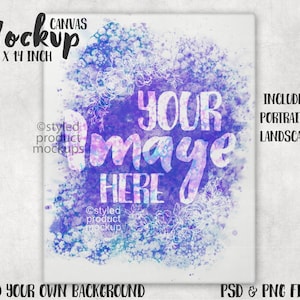 Dye sublimation 11x14 canvas art print Mockup | Add your own image and background