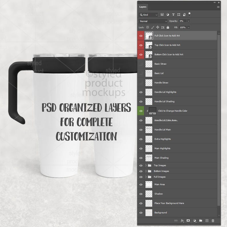 30oz Tumbler Mockup with Handle Lid for Dye Sublimation (PSD, Canva, PNG) image 10