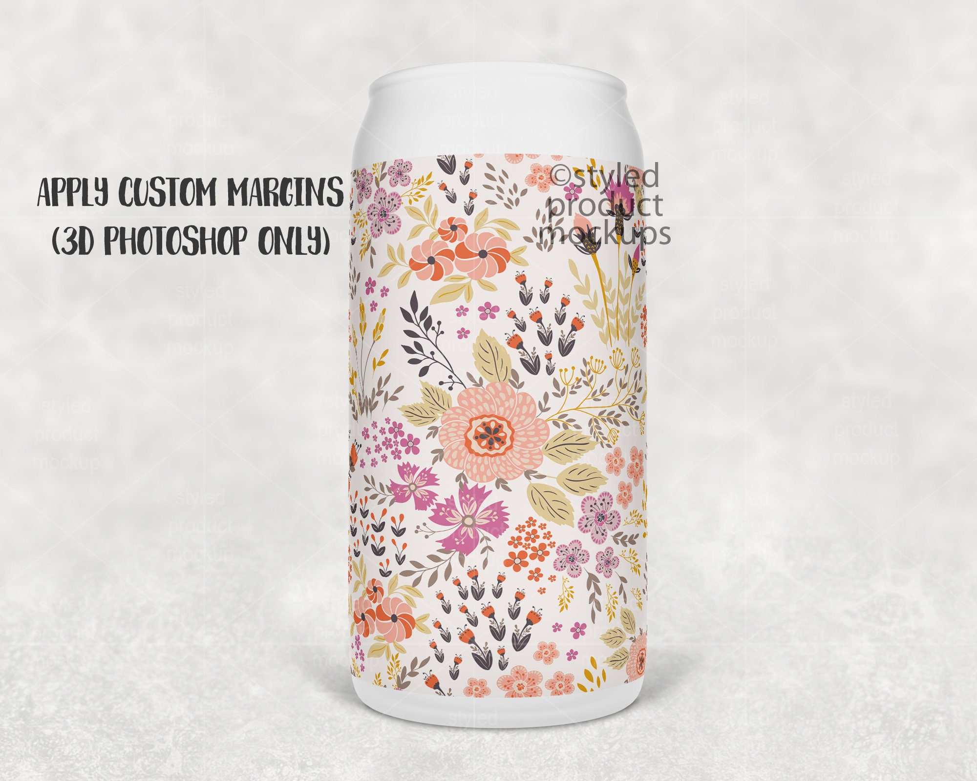 Dye Sublimation 18oz Frosted Beer Can Glass Mockup Add Your Etsy