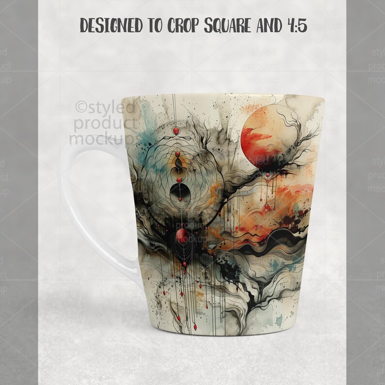 Dye sublimation 12oz Latte Mug Mockup (PSD, Canva, PNG) image 4