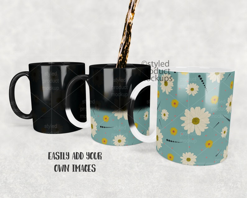 Dye sublimation 11oz color changing magic mug Mockup Add your own image and background image 2