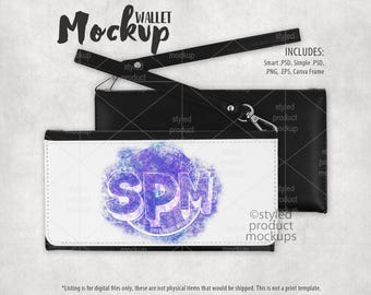 Dye sublimation wallet with hand strap Mockup | Add your own image and background | canva frame mockup