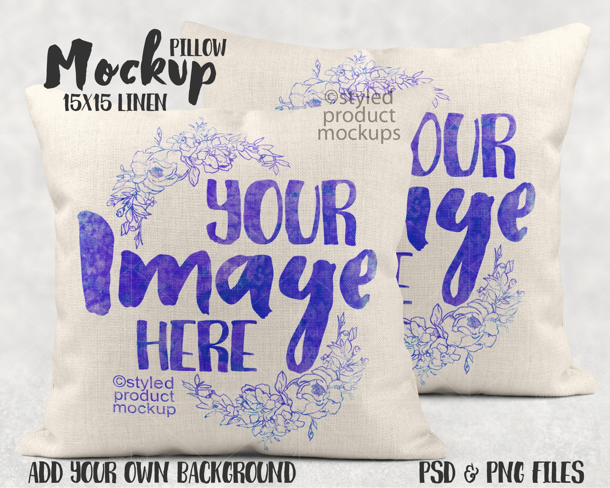 Dye Sublimation Linen Pillow Sham Mockup Template Add Your Etsy