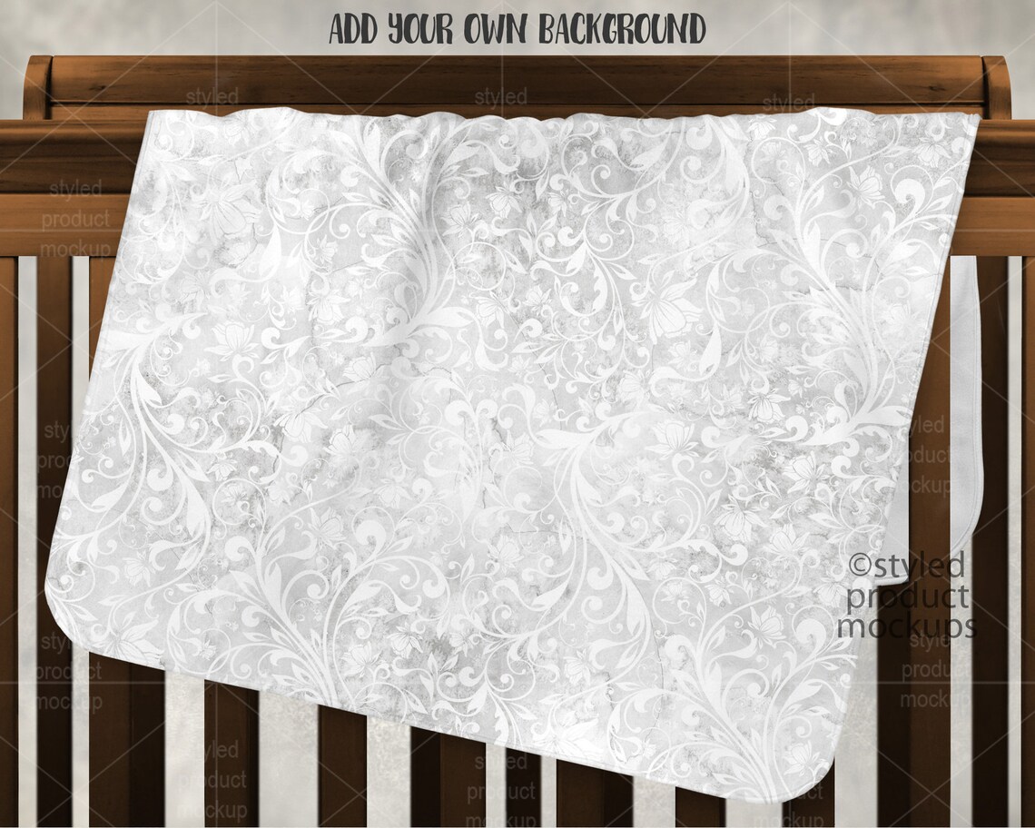 Dye Sublimation Fleece Baby Blanket on Crib Mockup Template Etsy UK