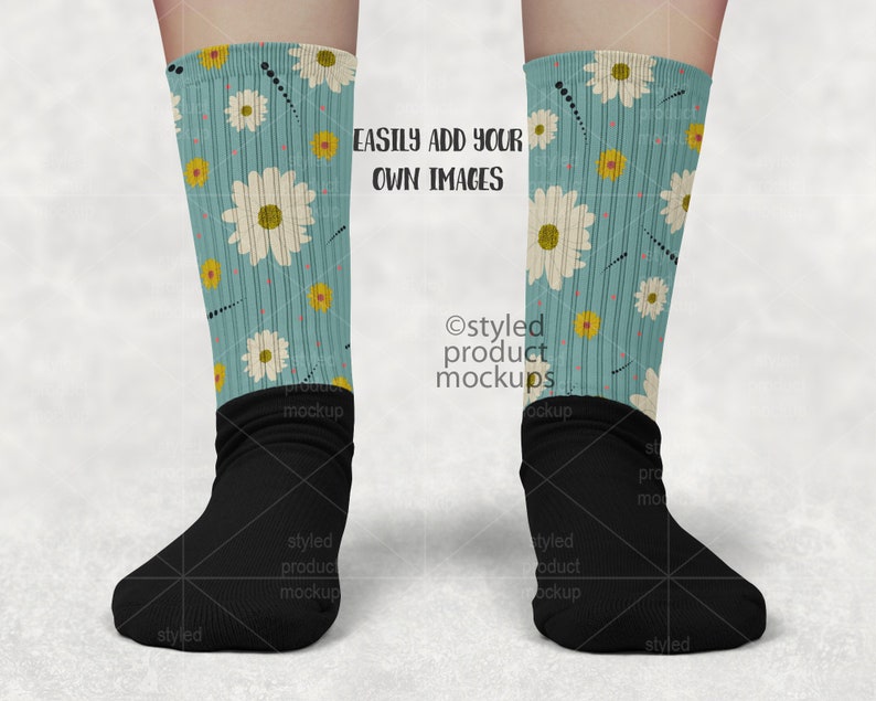 Download Dye sublimation crew sock with color foot mockup Add your ...