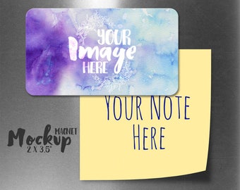 Sublimation 2 x 3.5 inch magnet template mockup | Add your own image and background