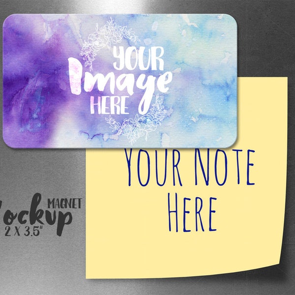 Sublimation 2 x 3.5 inch magnet template mockup | Add your own image and background