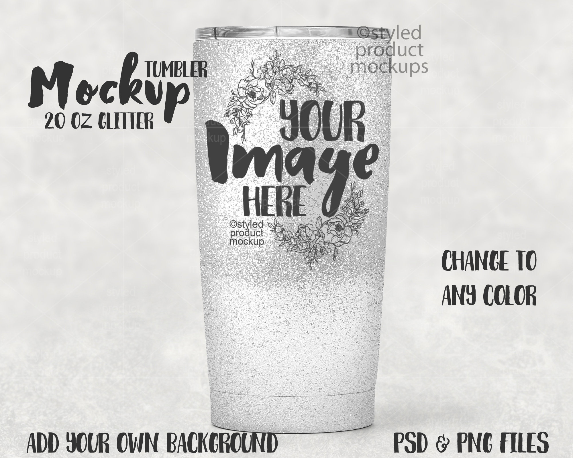 Download 20 Oz Glitter Coated Tumbler Mockup Add Your Own Image And Etsy