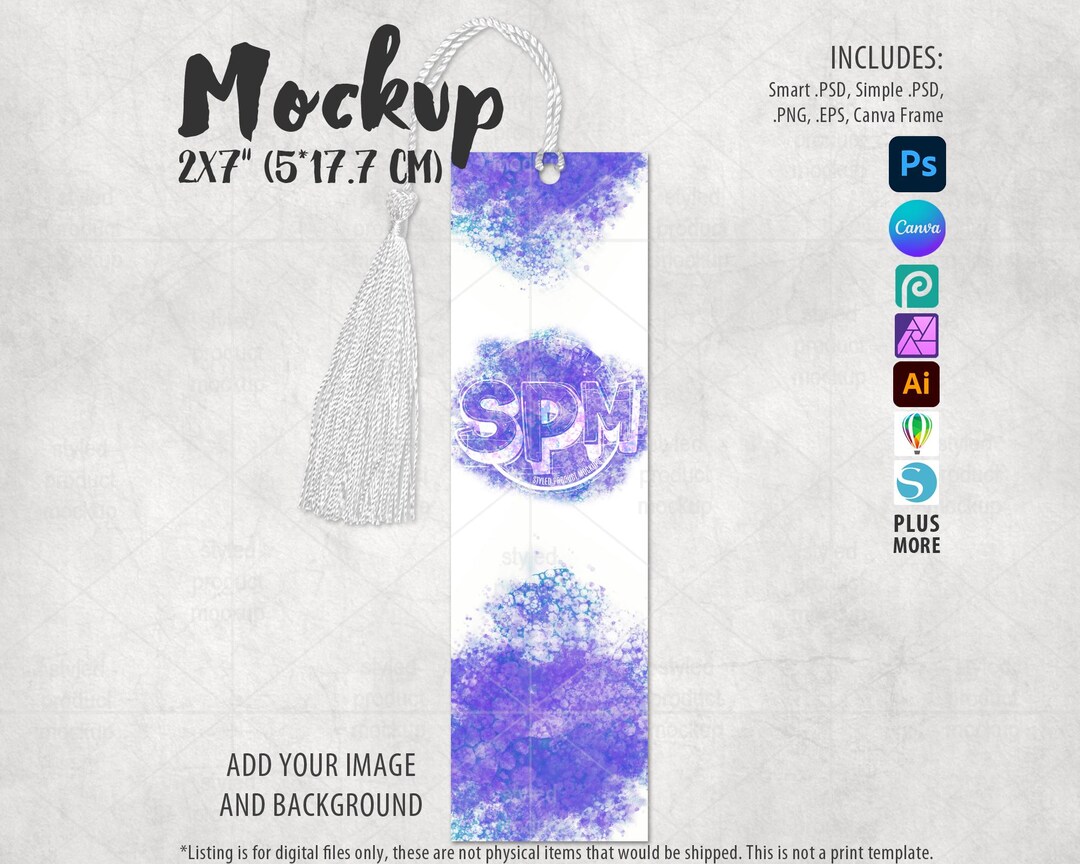 Rectangle 2 X 7 Inch Bookmark With Tassel Mockup | Add Your Own Image ...