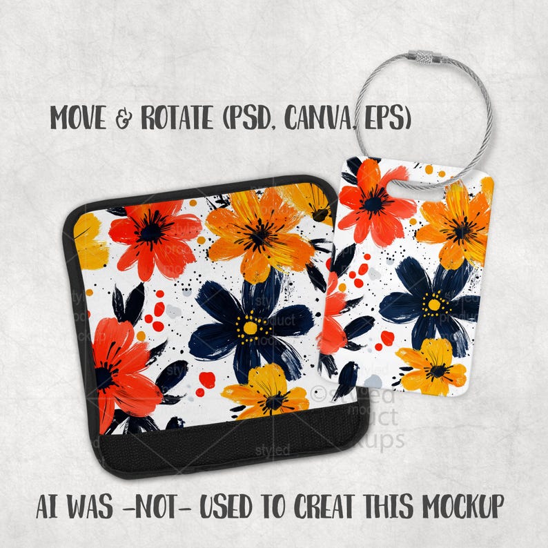 Sublimation rectangle luggage tag and wrap mockup | Add your own image and background image 6