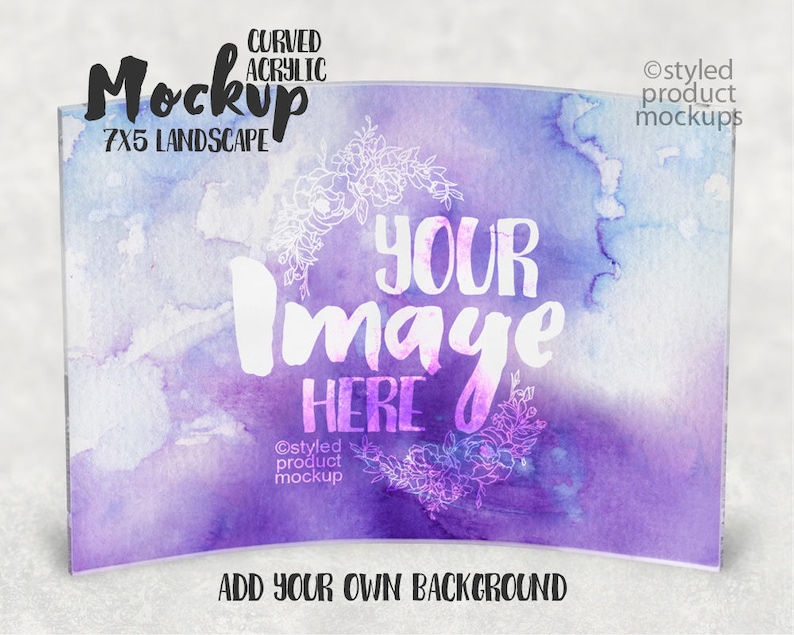 Add your own Image and Background Dye Sublimation Curved Acrylic mockup template