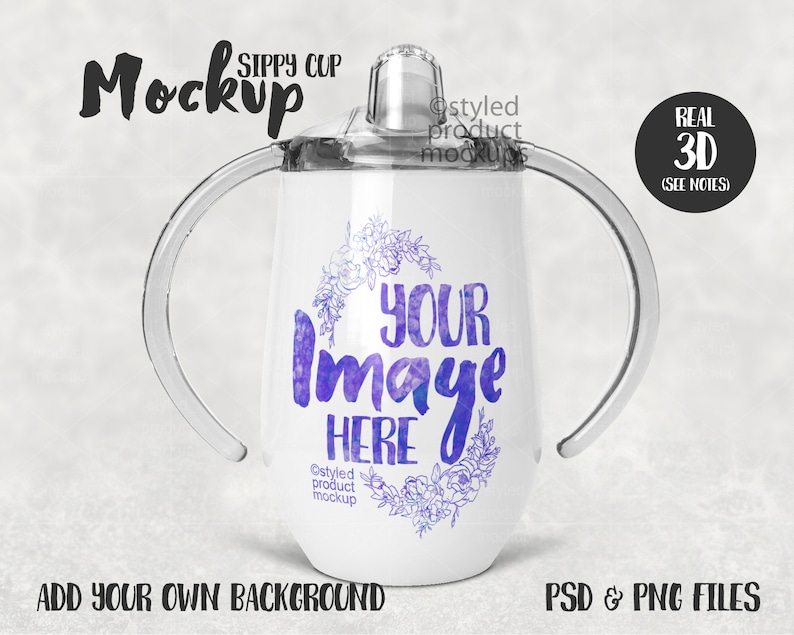 Download Dye sublimation sippy cup with clear handles mockup Add ...