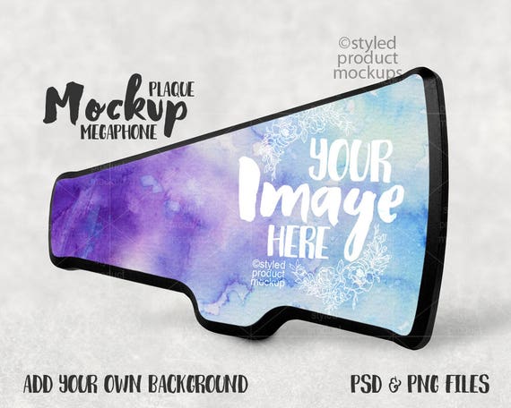 Download Horizontal Megaphone Shaped Plaque Mockup With Front And Side Etsy