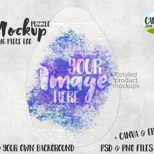 Dye sublimation 46 piece egg shaped puzzle Mockup | Add your own image and background