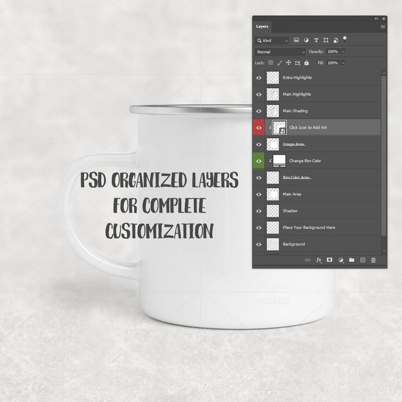 Maqueta de taza de campamento de 11 oz con sublimación de tinta / Agregue su propia imagen y fondo imagen 8