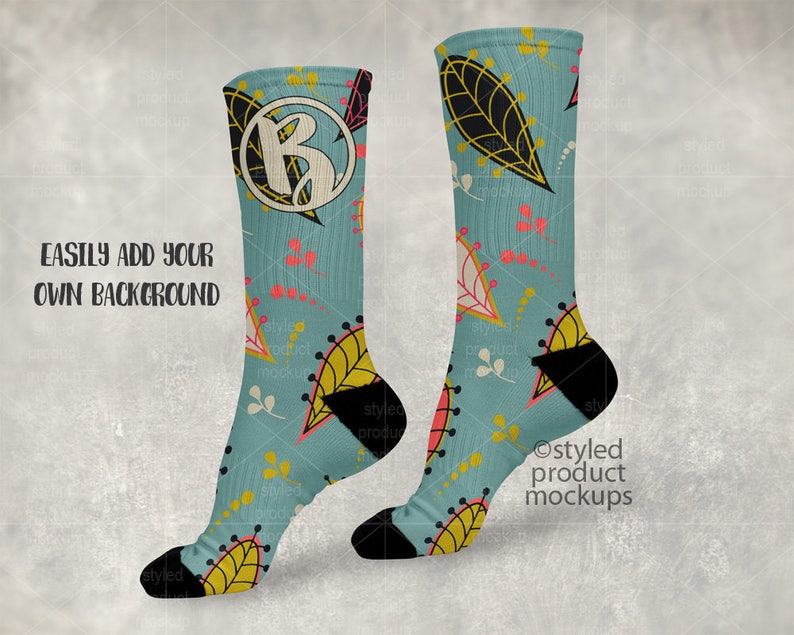Download Pair of socks with black heel and toe mockup template Add ...