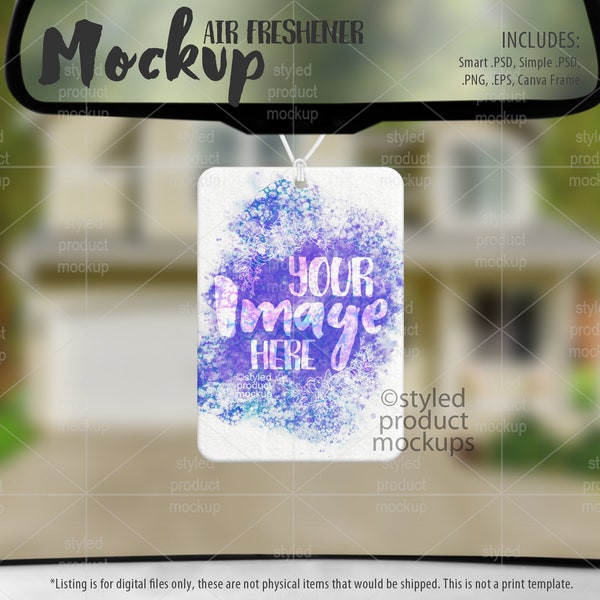 Dye sublimation rectangle car air freshener mockup | Add your own image and background