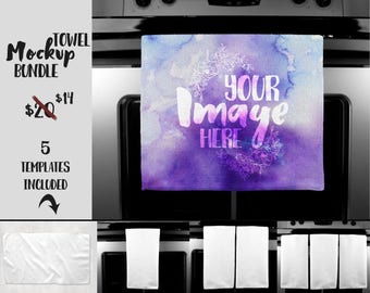 Kitchen Towel – Tea Towel mockup template bundle | Add your own background | Dye Sublimation