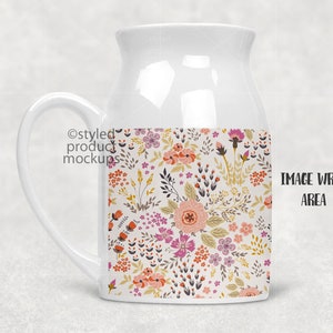 Dye sublimation milk jug shaped 15 oz mug Mockup Add your own image and background image 4