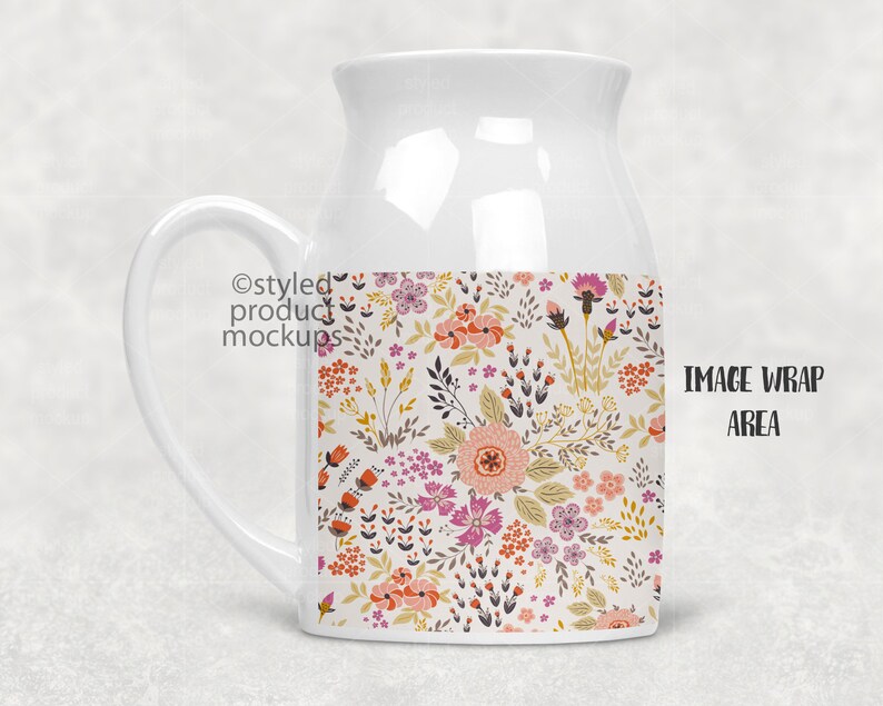 Dye sublimation milk jug shaped 15 oz mug Mockup Add your own image and background image 4