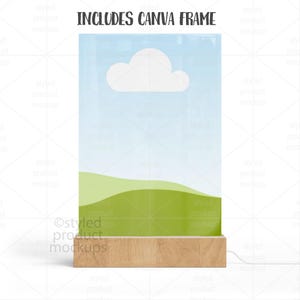 Mockup van 4 x 6 acryl led-plaquette | Helder acryl | Nachtlampje op houten basis (PSD, canvas, png) afbeelding 8
