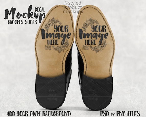 Groom’s wedding shoe decal sticker mockup | Add your own image and background