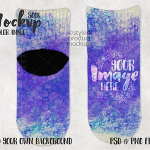 Dye sublimation toddler ankle socks mockup template | Add your own image and background