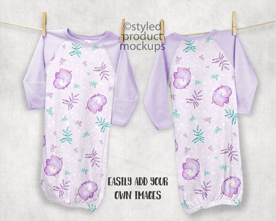 Dye Sublimation Long Sleeve Raglan Baby Gown Mockup Template Etsy
