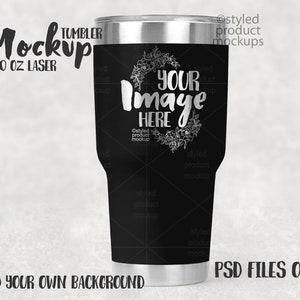 30oz laser etched coated tumbler Mockup | Add your own image and background