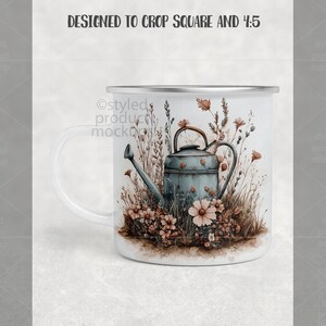 Maqueta de taza de campamento de 11 oz con sublimación de tinta / Agregue su propia imagen y fondo imagen 4