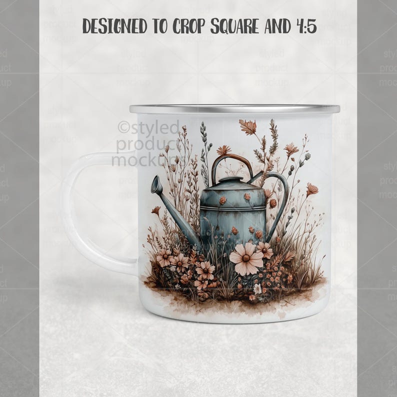 Maqueta de taza de campamento de 11 oz con sublimación de tinta / Agregue su propia imagen y fondo imagen 4