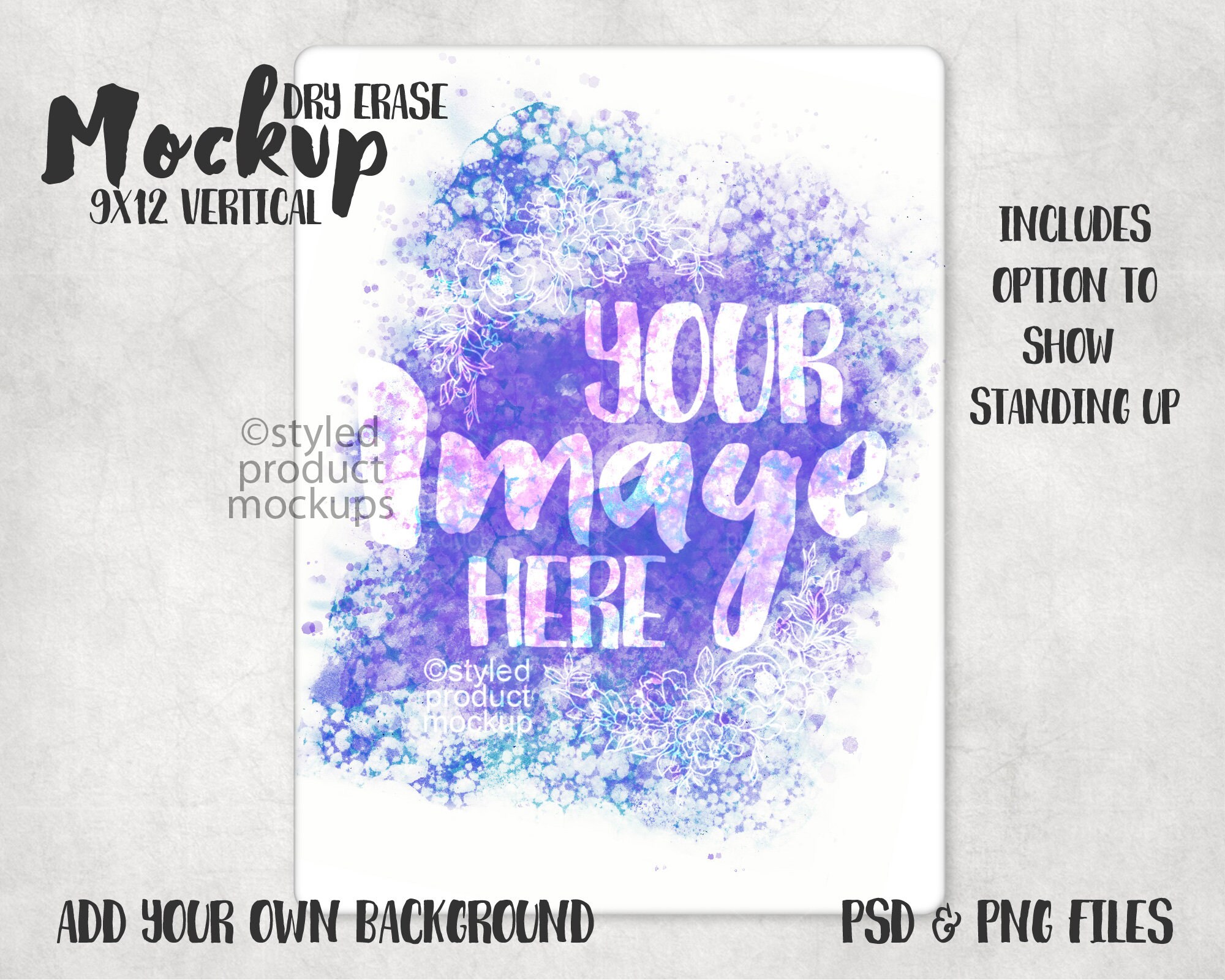 Dye sublimation 9 x 12 dry erase board mockup | Add your own image and background