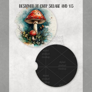 Car Coaster Mockup Front & Back | Sublimation Car Coaster PSD, PNG, Canva Frame, EPS | Digital Download image 6