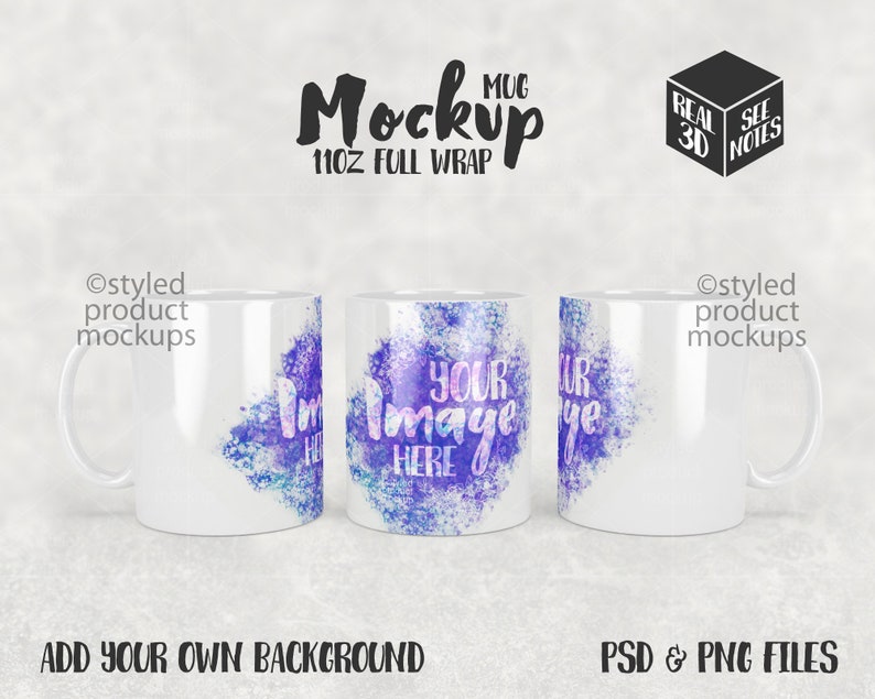 Dye Sublimation 11oz Full Wrap Coffee Mug Mockup Add Your Etsy