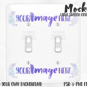 Dye sublimation double light switch cover mockup | Add your own image and background