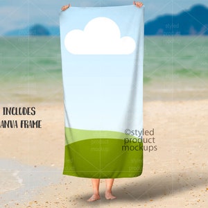 Rectangle 30x60 Beach Towel mockup template Add your own background Dye Sublimation image 4