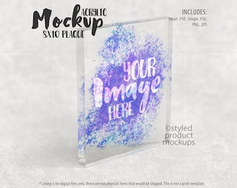 Dye sublimation or vinyl 8x10 inch acrylic plaque vertical Mockup | Add your own image and background