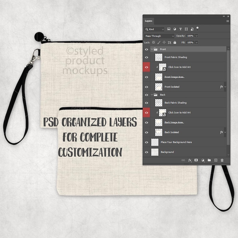 Sublimation Leinen Reißverschlusstasche Mockup – PSD, Smart Objekt, Canva, PNG | Kosmetiktasche Mockup Bild 5