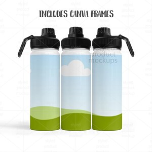 Maqueta de botella deportiva de 18 oz con sublimación de tinta / Agregue su propia imagen y fondo imagen 4
