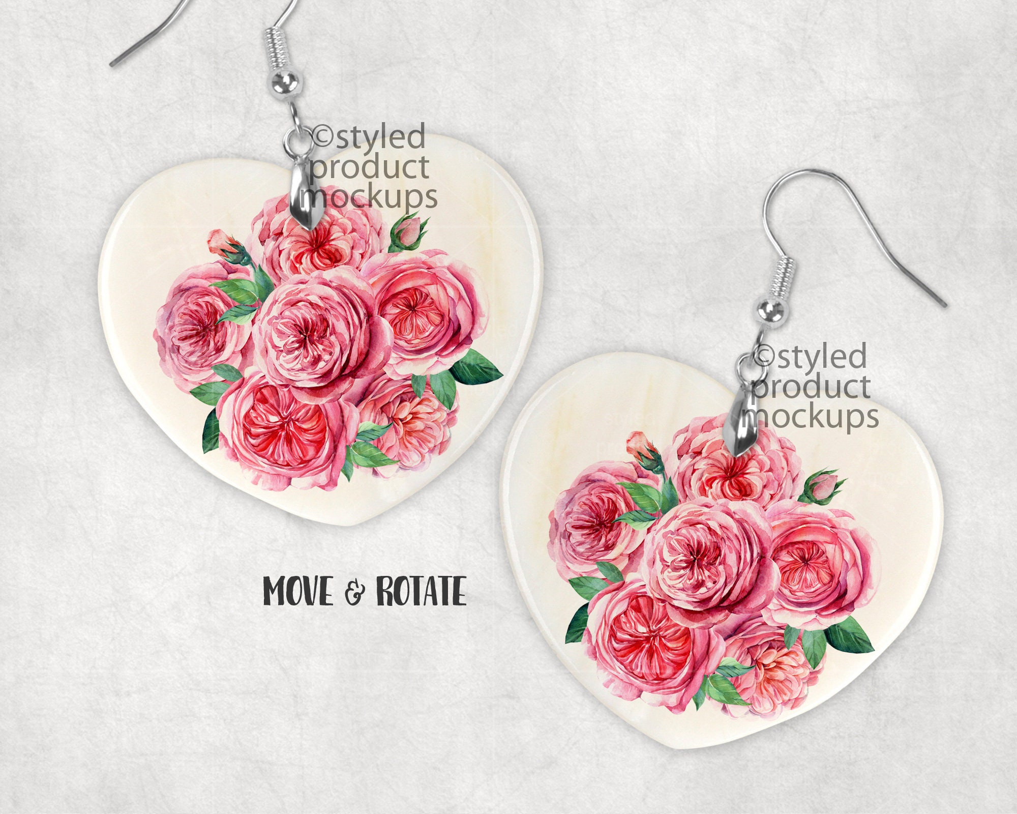 Dye Sublimation Heart Shaped Natural Shell Earring Mockup | Add Your ...